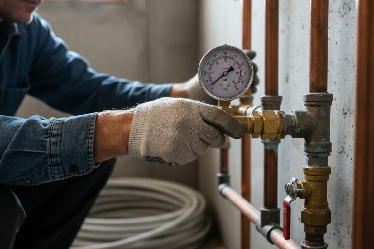 Pressure testing a repaired line during Water Line Repair in Clearfield